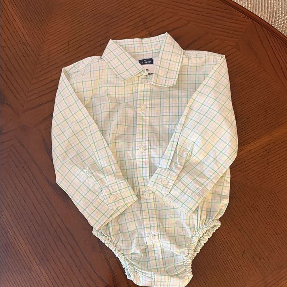 Janie and Jack Green Plaid Bodysuit
